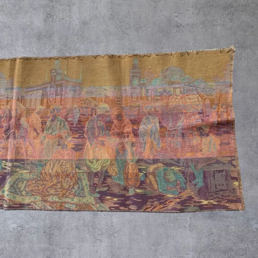 Vtg Belgian Tapestry Wall Hanging Runner Orientalist Middle Eastern 58 Inches⁠